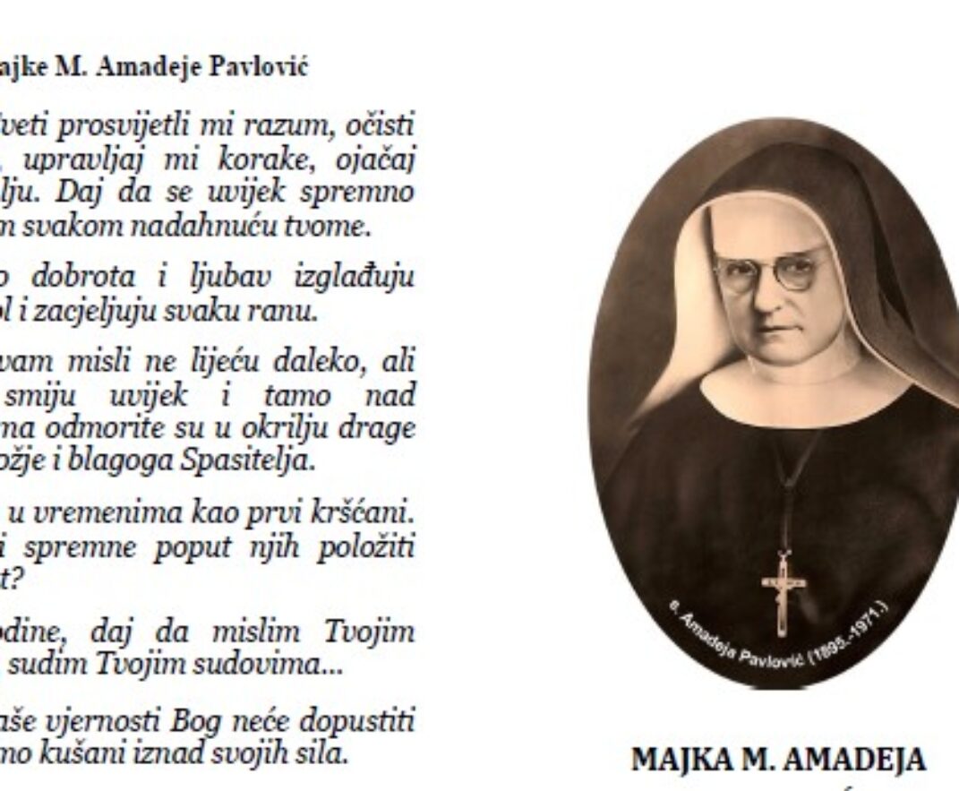 Kratki životopis i izreke majke M. Amadeje Pavlović