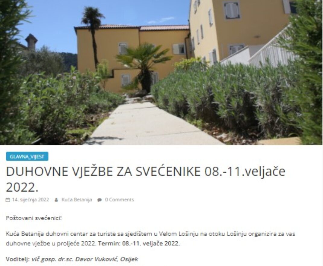 DUHOVNE VJEŽBE ZA SVEĆENIKE 08.-11.veljače 2022.