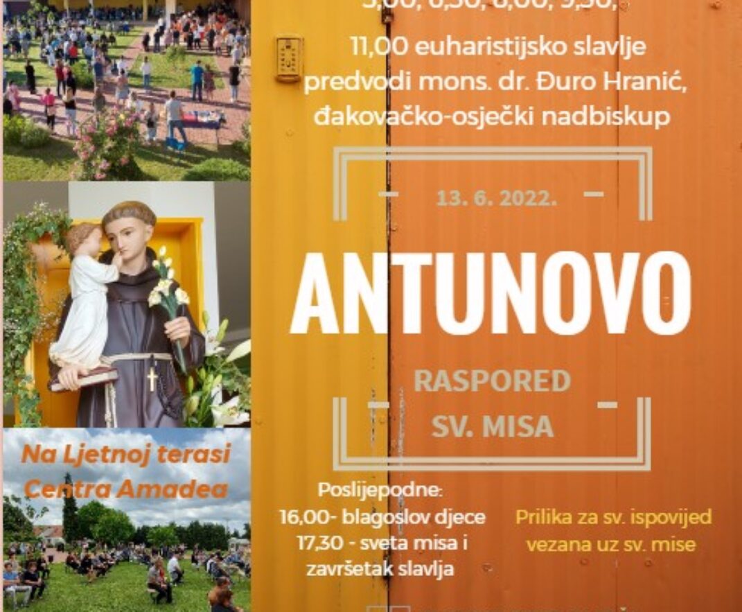 Antunovo 2022. – Raspored svetih misa