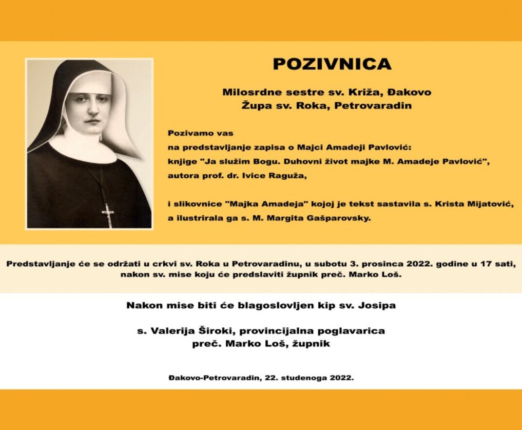 Predstavljanje zapisa o majci M. Amadeji Pavlović