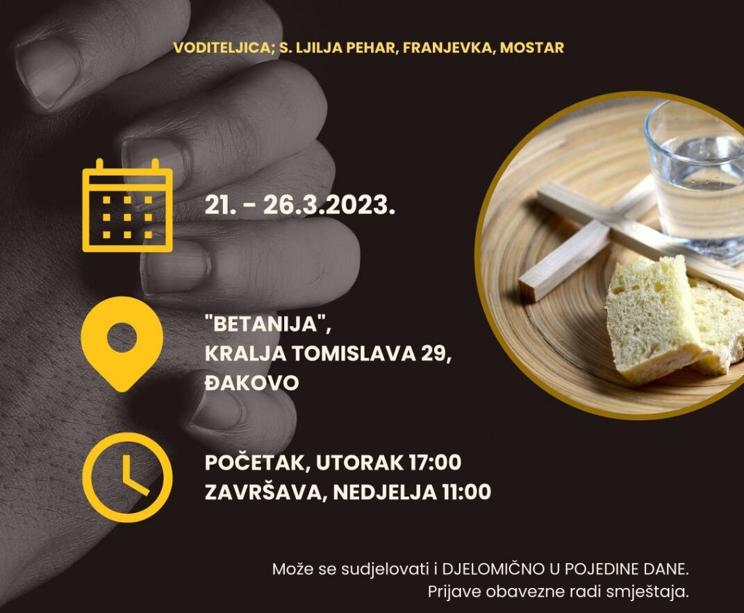 SEMINAR POSTA, MOLITVE I ŠUTNJE, 21. do 26. ožujka 2023.