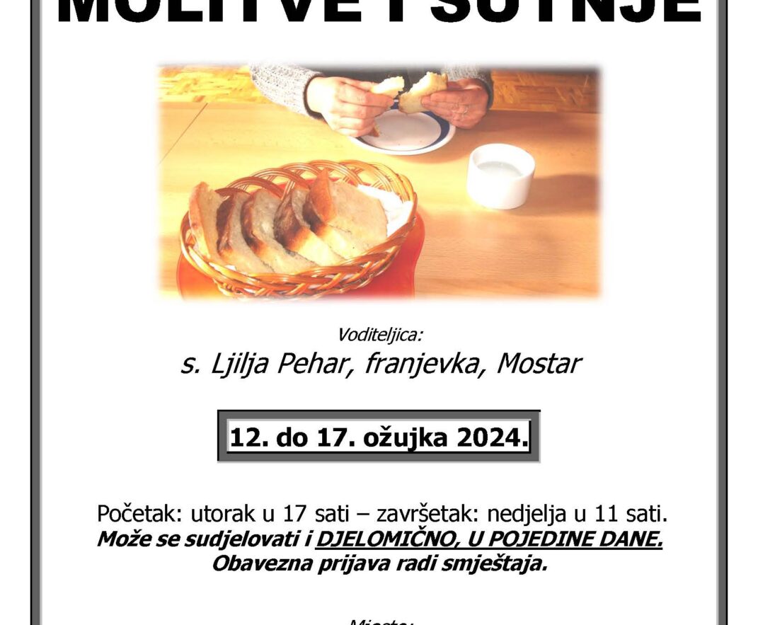 Seminar posta, molitve i šutnje, 12-17. ožujka 2024. – najava