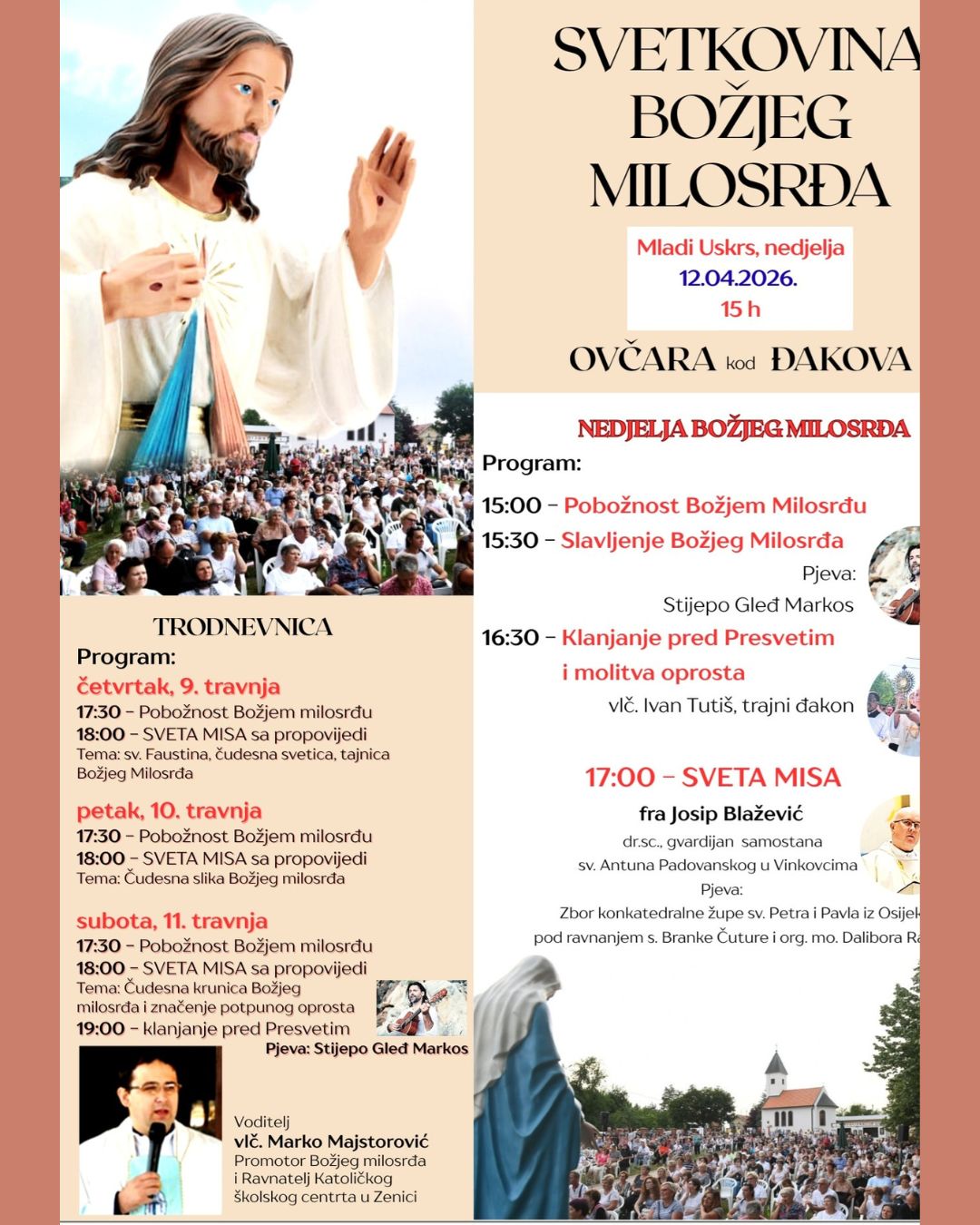 svetkovina Bozjeg milosrdja 2026 Ovcara kod Djakova