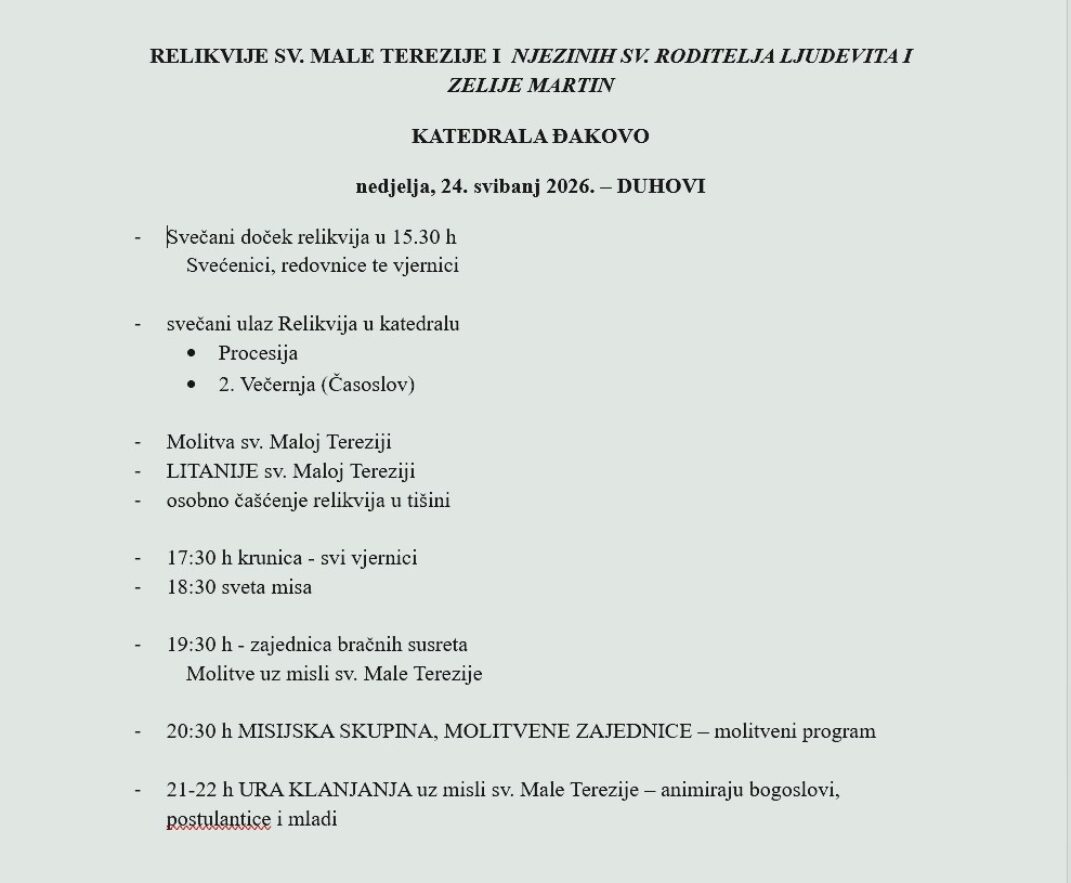 RELIKVIJE SV. MALE TEREZIJE I  NJEZINIH SV. RODITELJA LJUDEVITA I ZELIJE MARTIN